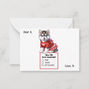 Maßgeschneidertes Husky-Welpenvalentine Mitteilungskarte