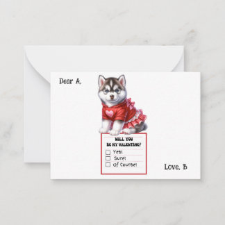 Maßgeschneidertes Husky-Welpenvalentine Mitteilungskarte