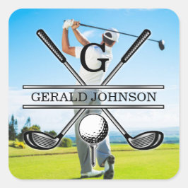 Maßgeschneidertes Image für Golf Monogram Quadratischer Aufkleber