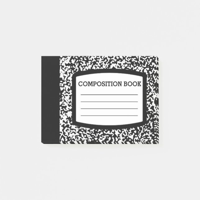 Maßgeschneidertes Kompositionsbuch Schwarz/Weiß-Sc Post-it Klebezettel (Vorderseite)