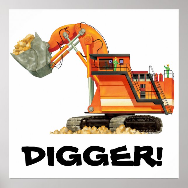 Maßgeschneidertes Konstruktionskids Orange Digger  Poster (Vorne)