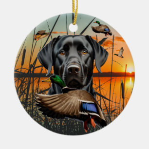 Maßgeschneidertes Labrador-Ornament, Flying Duck Keramik Ornament