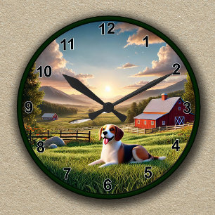Maßgeschneidertes Landschaftliches Bauernhaus und Runde Wanduhr