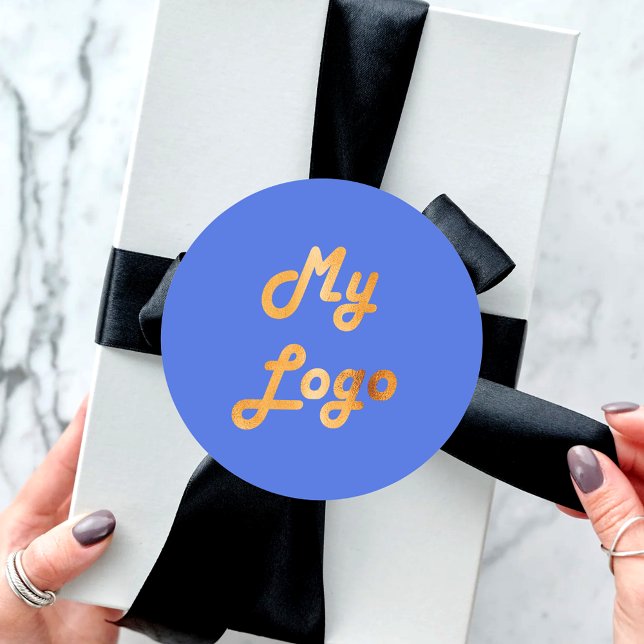 Maßgeschneidertes Logo-Geschäft königsblau Runder Aufkleber (Von Creator hochgeladen)