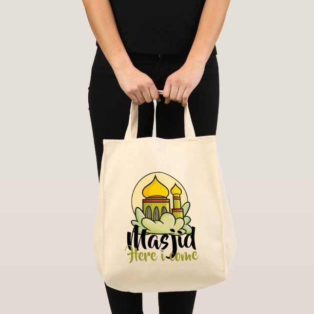 Maßgeschneidertes Masjid hier komme ich Tragetasche (Vorderseite (Produkt))
