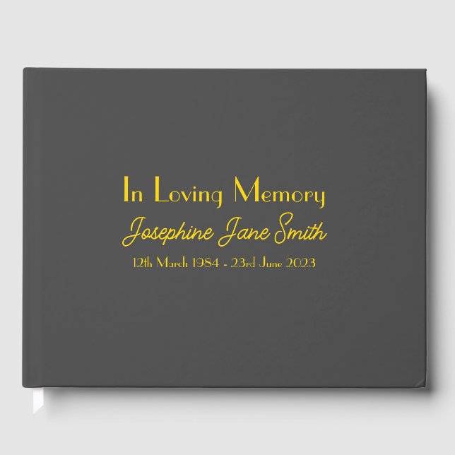 Maßgeschneidertes Minimal Funeral Memorial Gästebu Gästebuch (Vorderseite)