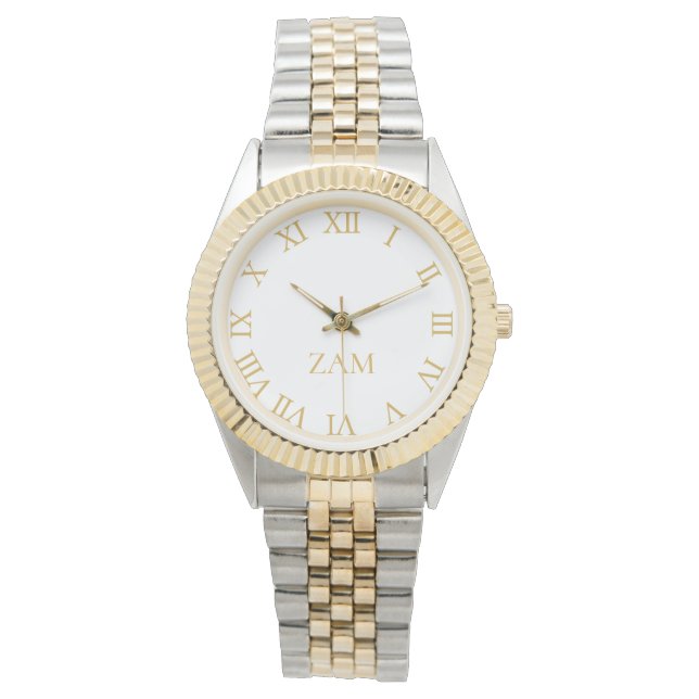 Maßgeschneidertes Mit Monogramm Gold Silver Tone B Armbanduhr (Vorderseite)