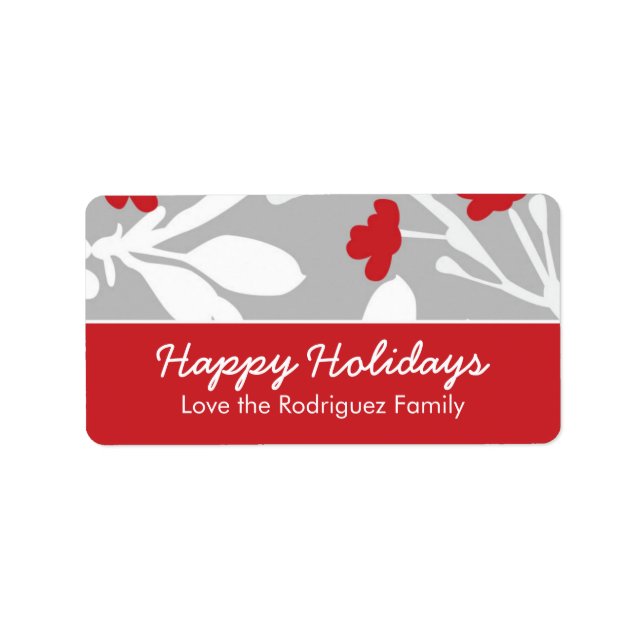 Maßgeschneidertes, modernes Flora-Holiday Label Adressaufkleber (Vorne)