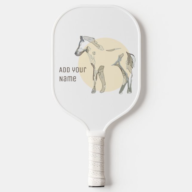 Maßgeschneidertes, modernes Foal Minimal Niedlich  Pickleball Schläger (Vorderseite)