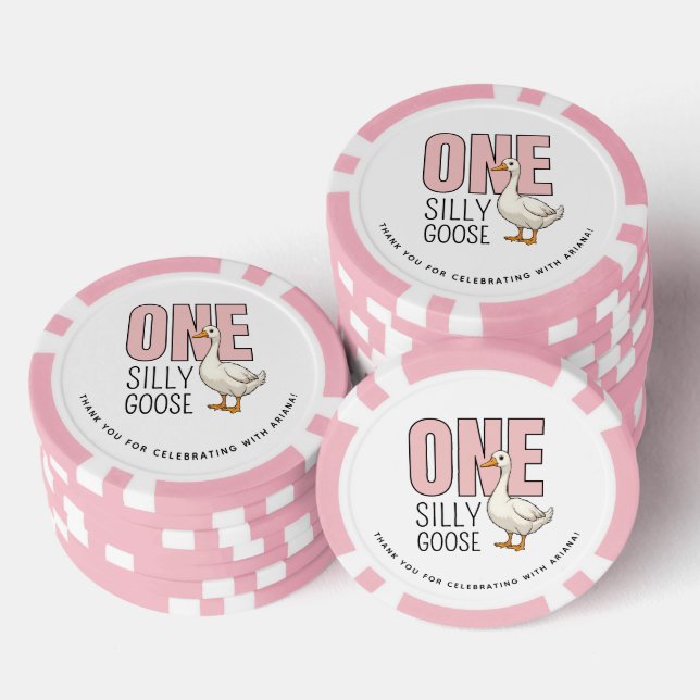 Maßgeschneidertes, modernes Rosa Albernes Gänsestü Pokerchips (Stapel)