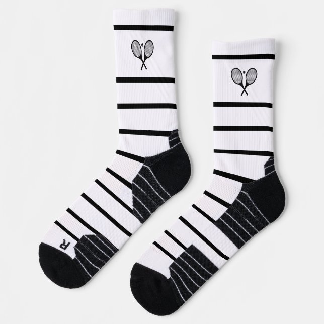 Maßgeschneidertes modernes Schwarz-weißes Strip-Te Socken (Links)