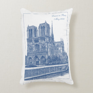 Maßgeschneidertes Monochrome Blue Notre Dame de Pa Dekokissen
