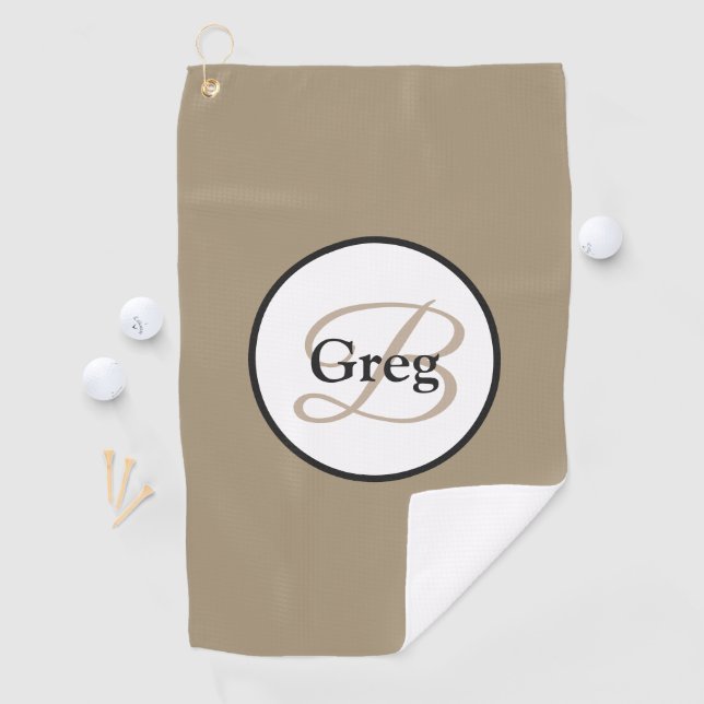 Maßgeschneidertes Monogram Brown White Golf Handtu Golfhandtuch (Insitu)