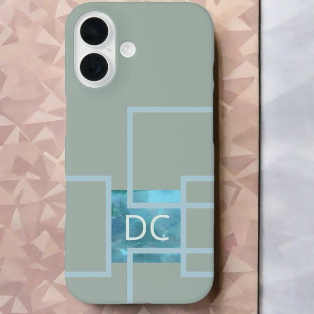 Maßgeschneidertes Monogramm abstraktes geometrisch iPhone 16 Hülle (Von Creator hochgeladen)