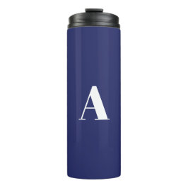 Maßgeschneidertes Monogramm Anfangsbuchstabe blau Thermosbecher