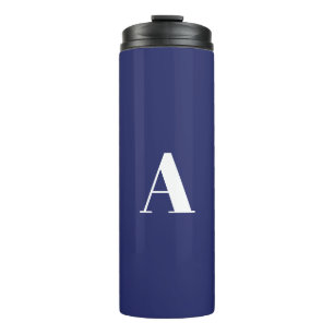 Maßgeschneidertes Monogramm Anfangsbuchstabe blau Thermosbecher