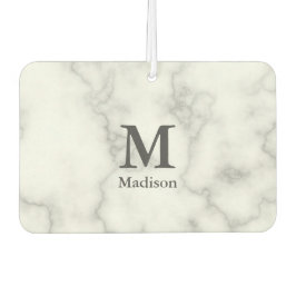 Maßgeschneidertes Monogramm auf Imitaten Weißer Ma Autolufterfrischer