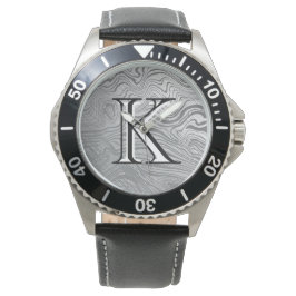 Maßgeschneidertes Monogramm aus Damaskus-Stahl Armbanduhr
