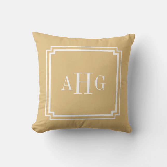 Maßgeschneidertes Monogramm aus Gold und Weißkerne Kissen (Vorderseite)