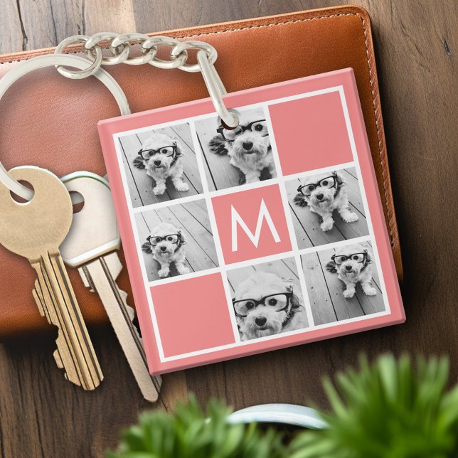 Maßgeschneidertes Monogramm für die Korallen- und  Schlüsselanhänger (Personalized keychain with photo collage and monogram)