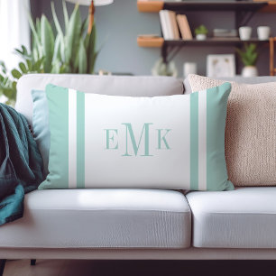 Maßgeschneidertes Monogramm für Minze und weiße Pr Lendenkissen