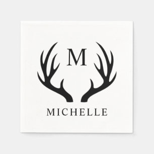 Maßgeschneidertes Monogramm für Weißhirsche und Sc Serviette