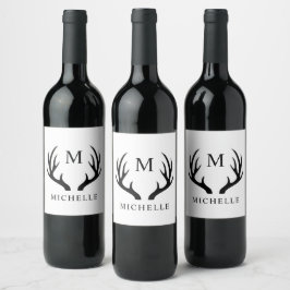 Maßgeschneidertes Monogramm für Weißhirsche und Sc Weinetikett