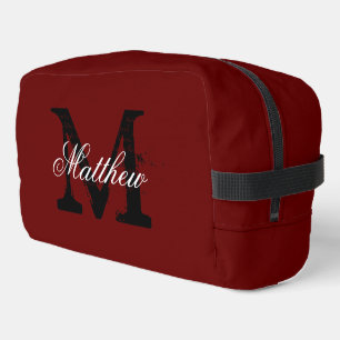 Maßgeschneidertes Monogramm-Maroon-Reisetasche-Kit Waschbeutel
