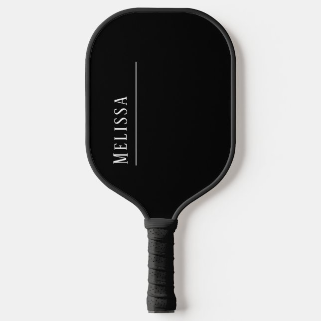 Maßgeschneidertes Monogramm, modern schwarz und we Pickleball Schläger (Vorderseite)