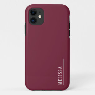 Maßgeschneidertes Monogramm, moderne Bordeaux Case-Mate iPhone Hülle