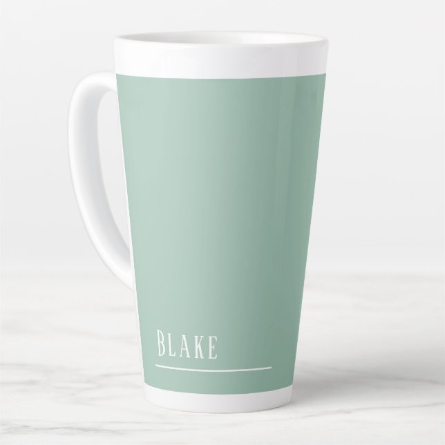 Maßgeschneidertes Monogramm, modernes Weiß-Grün Milchtasse (Linke Ecke)