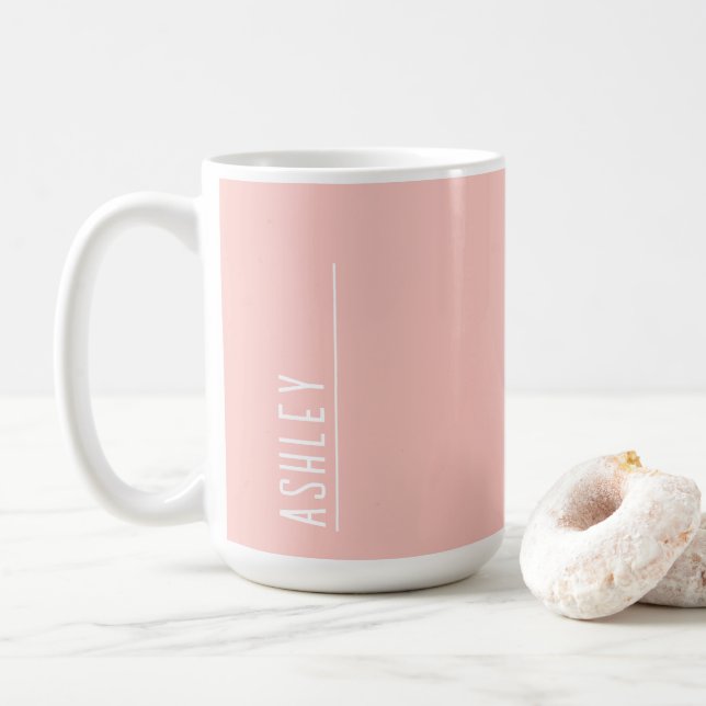 Maßgeschneidertes Monogramm, pastellrosa modern Kaffeetasse (Mit Donut)