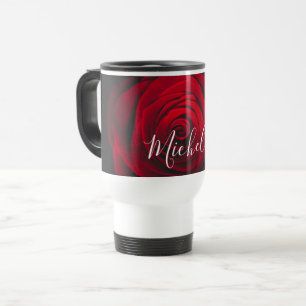 Maßgeschneidertes Monogramm rote Rose Vintages Fot Reisebecher