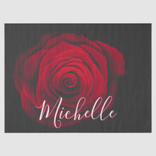 Maßgeschneidertes Monogramm rote Rose Vintages Fot Seidenpapier