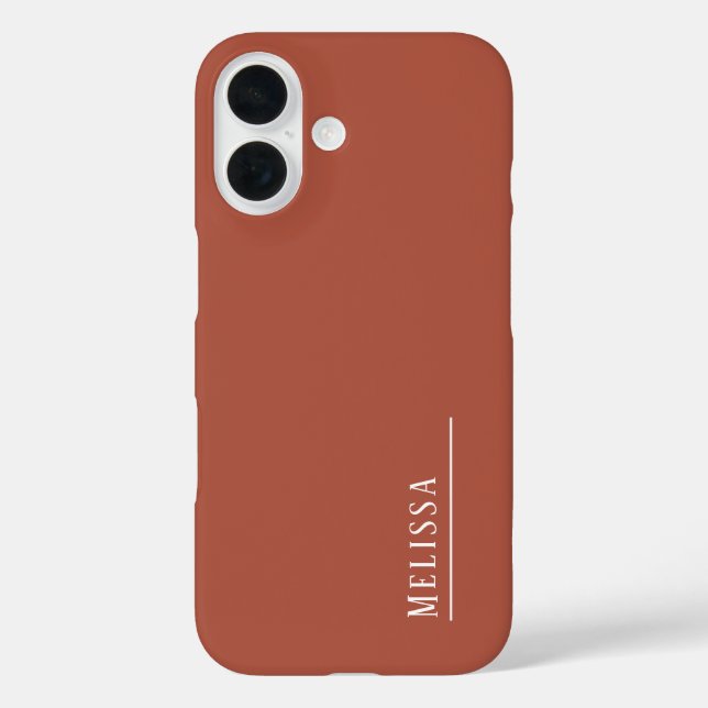 Maßgeschneidertes Monogramm, Terrakotta-Farbe iPhone 16 Hülle (Rückseite)
