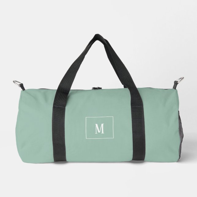 Maßgeschneidertes Monogramm, überall sage grün Duffle Bag (Vorderseite)