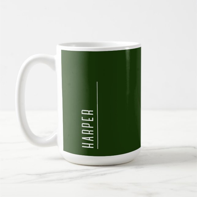Maßgeschneidertes Monogramm, waldgrüne Weihnachten Kaffeetasse (Links)