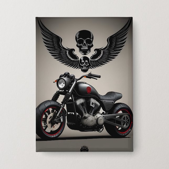 Maßgeschneidertes Motorrad mit Skull und Wing Grap Button (Vorderseite)