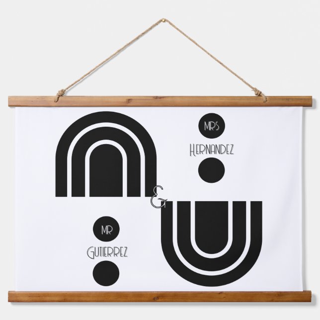 Maßgeschneidertes "Mr. & MRS" Holz mit Teppichbode Wandteppich Mit Holzrahmen (Vorne)