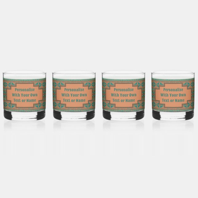 Maßgeschneidertes Muster für Aquamarines Kupfermus Whiskyglas (Vorderseite)