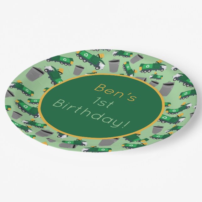 Maßgeschneidertes Muster für Recycelnd Garbage Tru Pappteller (Schrägansicht)