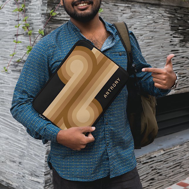 Maßgeschneidertes neutrales braunes Beige Tan Retr Laptopschutzhülle (Von Creator hochgeladen)