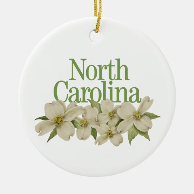 Maßgeschneidertes North Carolina Ornament mit Dogw (Vorne)