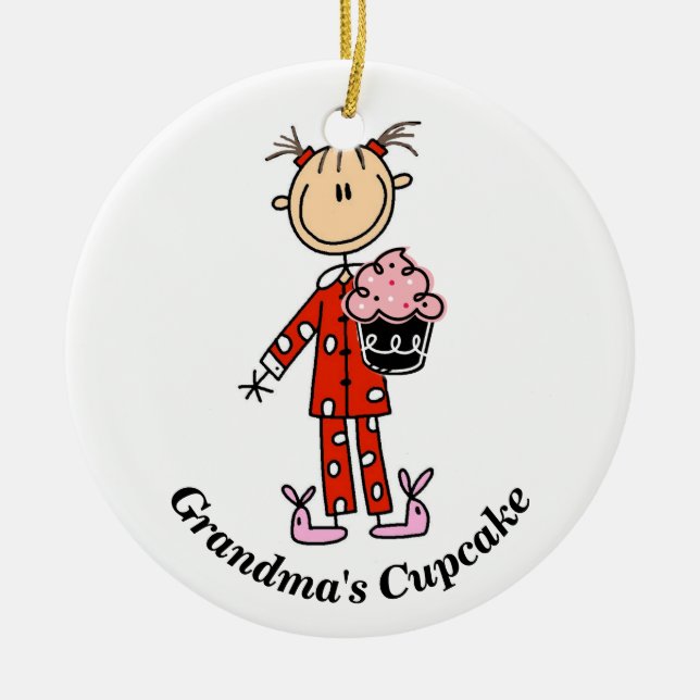 Maßgeschneidertes Oma-Cupcake-Ornament Keramikornament (Vorne)