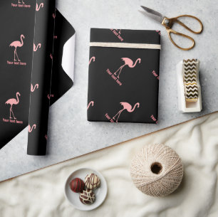 Maßgeschneidertes Papier aus schwarz-rosa Flamingo Geschenkpapier