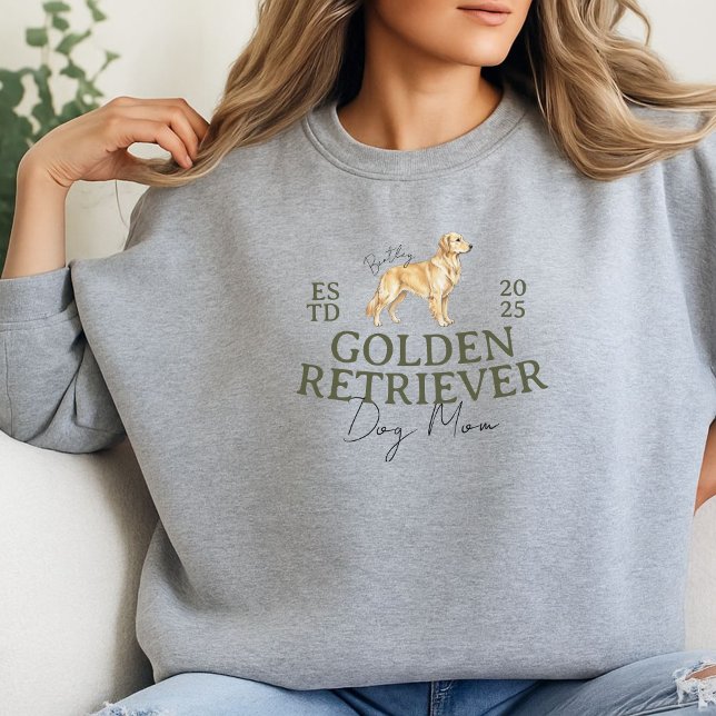 Maßgeschneidertes Portrait Dog Mama Golden Retriev Sweatshirt (Elevate your party apparel with this Custom Pet Portrait Dog Mom Golden Retriever sweatshirt!)