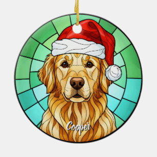 Maßgeschneidertes Retriever-Weihnachtsmannmütze Keramik Ornament