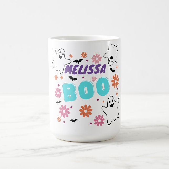 Maßgeschneidertes Retro-BootHalloween-Blumendesign Kaffeetasse (Mittel)