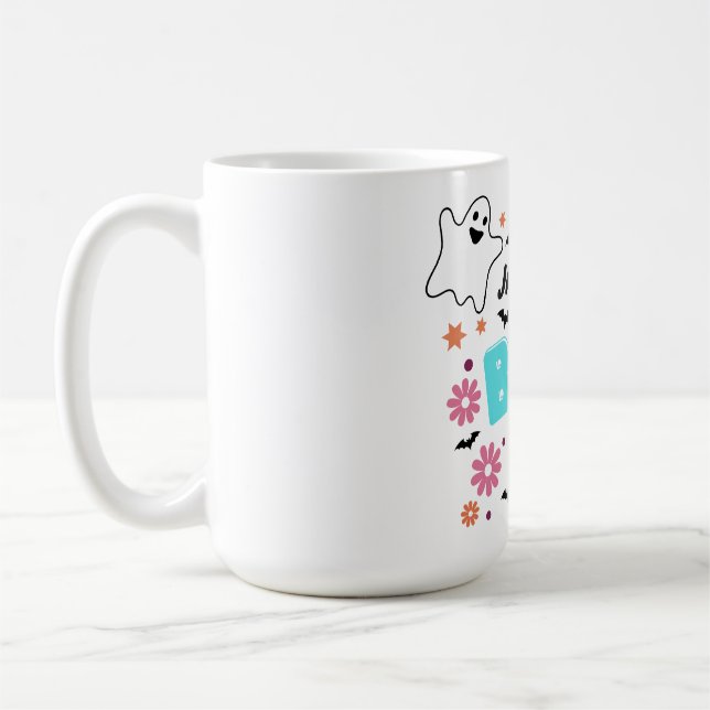 Maßgeschneidertes Retro-BootHalloween-Blumendesign Kaffeetasse (Links)