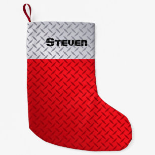 Maßgeschneidertes Rot- und Stahldiamantmuster Kleiner Weihnachtsstrumpf